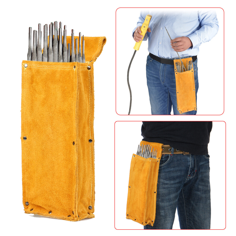 Cowhide Thicken Tool Waist Bag Welding Rod Electrode Hardware Screwdriver Case 6216145685048