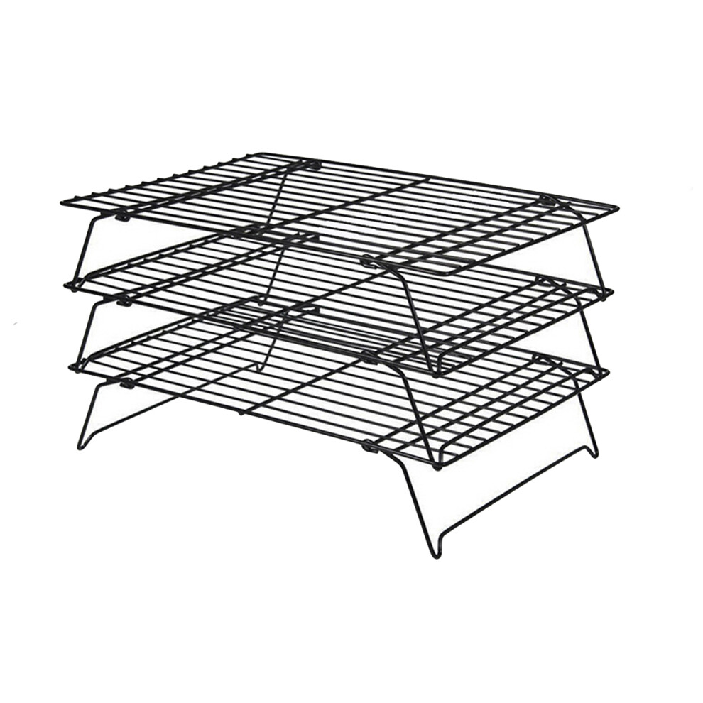 3 Tier Cooling Rack Nonstick Coating Bakeware Bake Cookie Stackable Collapsible Bread Rack