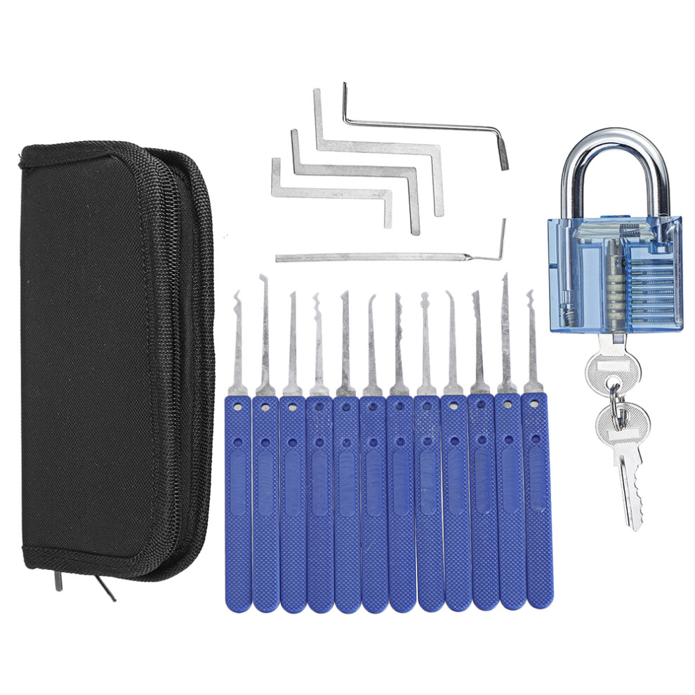 15Pcs Stainless Steel Lock Picks Locksmith Tool Transparent Padlock Practice Lock 643131920504
