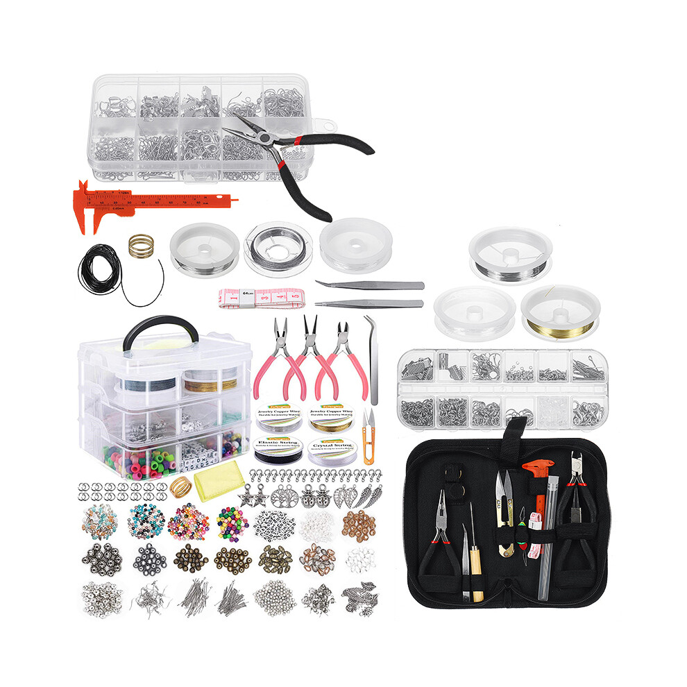 900Pcs Girls DIY Necklace Metal Lobster Clasps Hooks Make Beads Jewellery Making Set