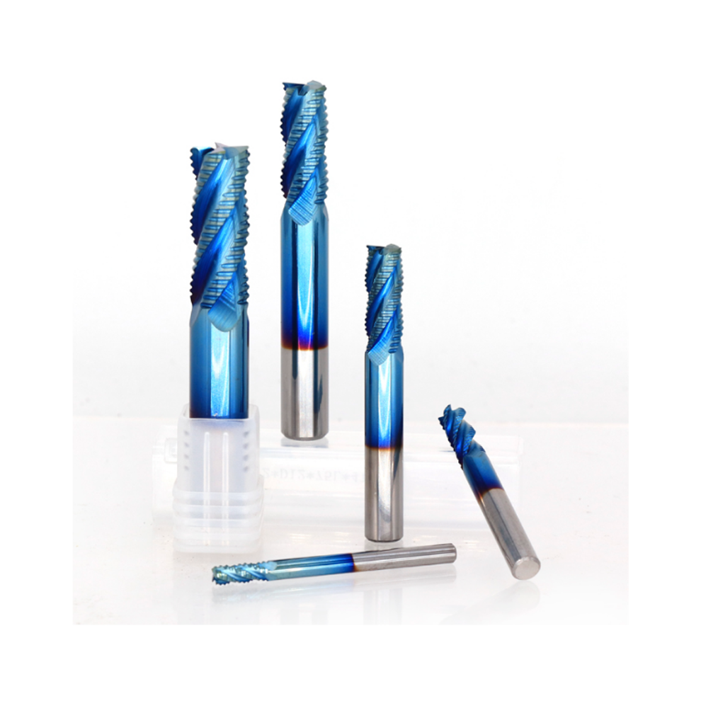 Drillpro 4Mm-12Mm Blue Nano Coating Roughing End Mill 4 Flute Spiral Carbide End Mill Cnc Router Bit End Milling Cutter 6900073298752
