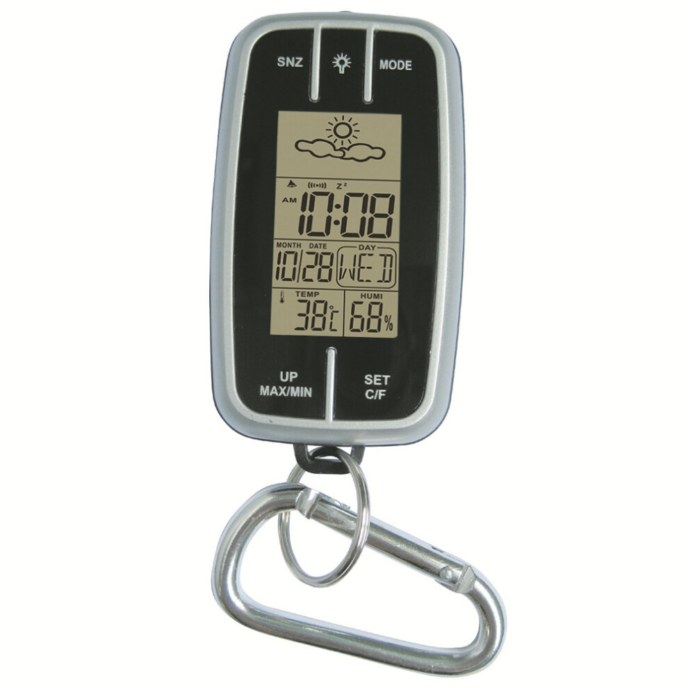 Portable Mini Weather Clock Thermometer And Hygrometer Backlight With Flashlight And Compass Function 6906141769940