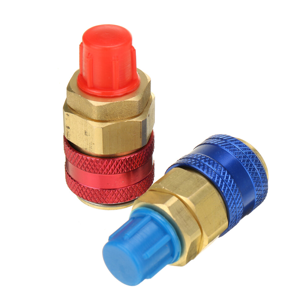 2Pcs R134a Quick Coupler Connector Adapter Auto A/C Manifold Gauge Low/High Hvac 757273774663