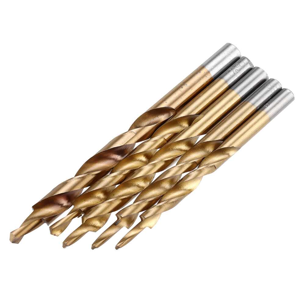 Drillpro 5Pcs Titanium Coating Twist Step Drill Bits For Manual Pocket Hole Jig Master System Woodworking Tool 6906141813490