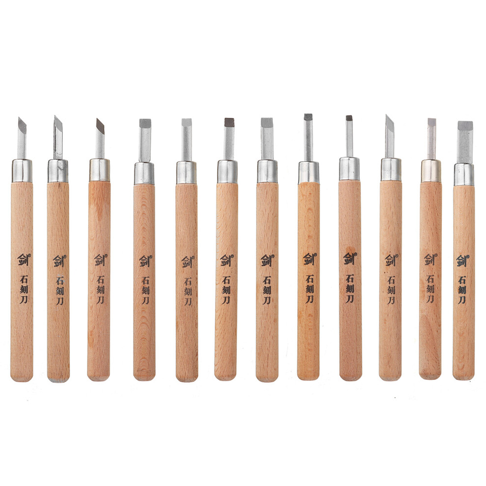 12 Pcs Set Wood Carving Chisels Tool Woodcut Woodworking Gouges DIY Craft Kit