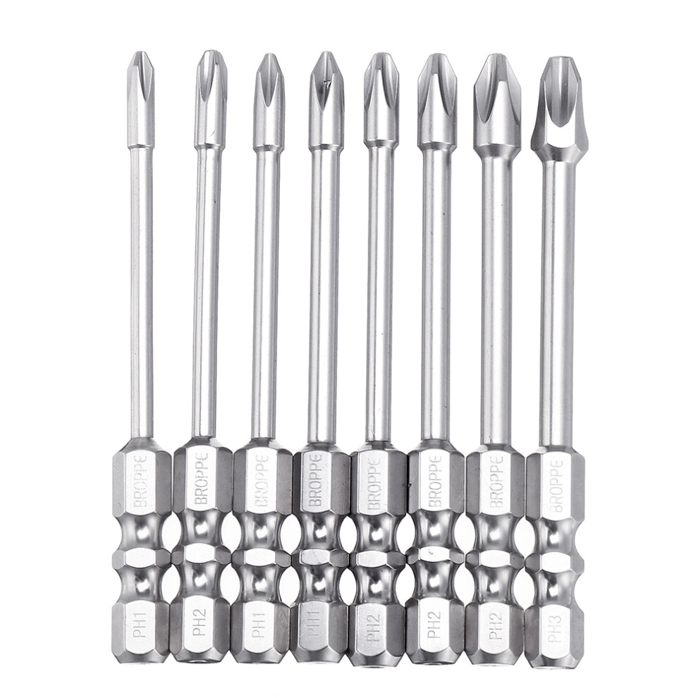 Broppe 10Pcs 75Mm Length Impact Phillips Screwdriver Bit High Torque Cross Screwdriver Bit S2 Strong Magnetic Screwdriver Bit 6900073124976