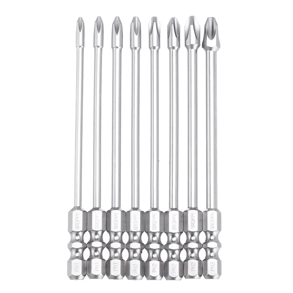 Broppe 10Pcs 100Mm Length Impact Phillips Screwdriver Bit High Torque Cross Screwdriver Bit S2 Strong Magnetic Screwdriver Bit 8364243447049