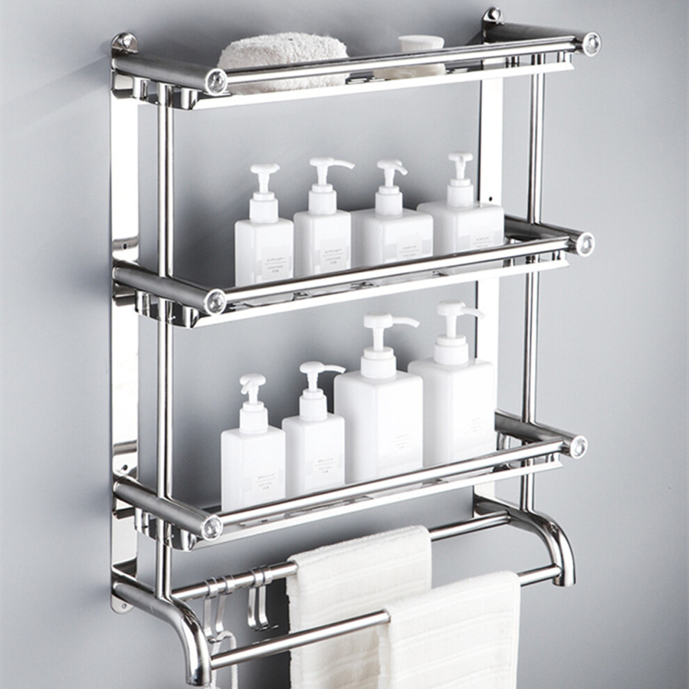 Wall Mount Stainless Steel Storage Basket Shower Bathroom Towel Rack 1/2/3-Layer