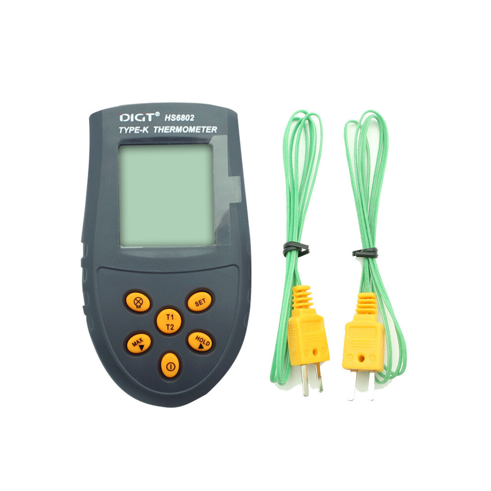 HS6802 High-precision Digital Thermometer with Two Temperature Thermocouples Measuring Range -50C to 1350C