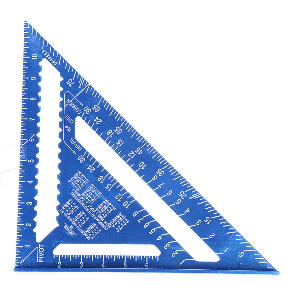 7/12Inch Triangular Measuring Ruler Aluminum Alloy Triangle Angle Protractor 6900075870673