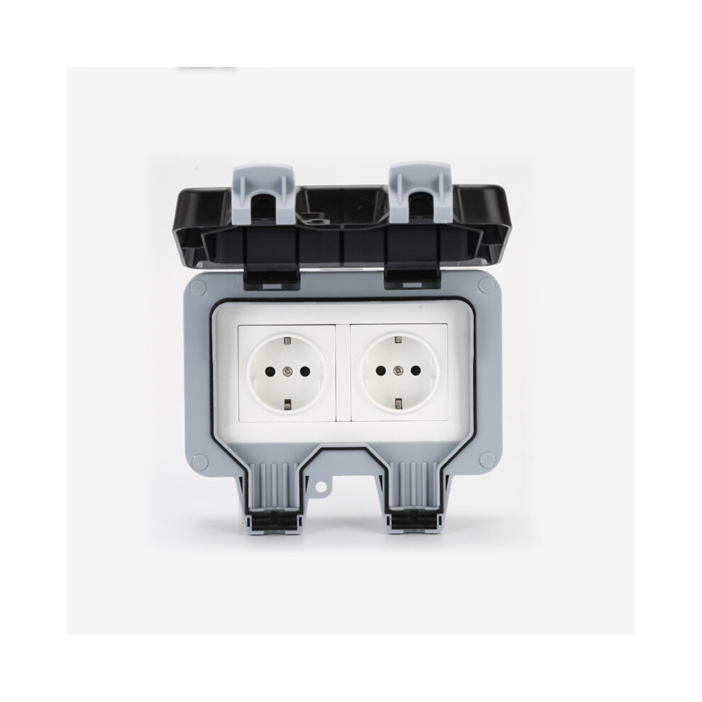 Ip66 Waterproof Wall-Mounted Power Socket Dust-Proof 16A Double Eu Standard Electrical Outlet For Bathroom Gardening 6906142378387