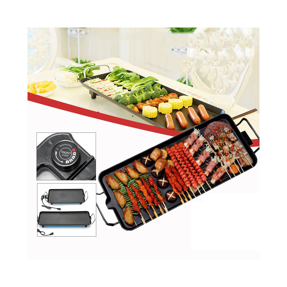 211V Electric BBQ Grill Kitchen Teppanyaki Smokeless Non-stick Surface Adjustable Temperature Grill for Barbecue Tools