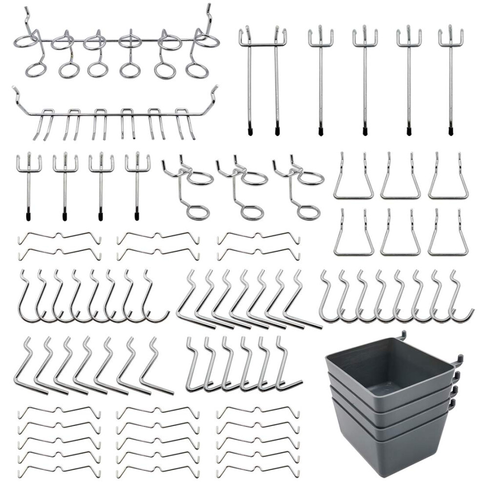 80Pcs Pegboard Hooks Assortment With Pegboard Bins Peg Locks For Organizing Storage System Tools 694026847888