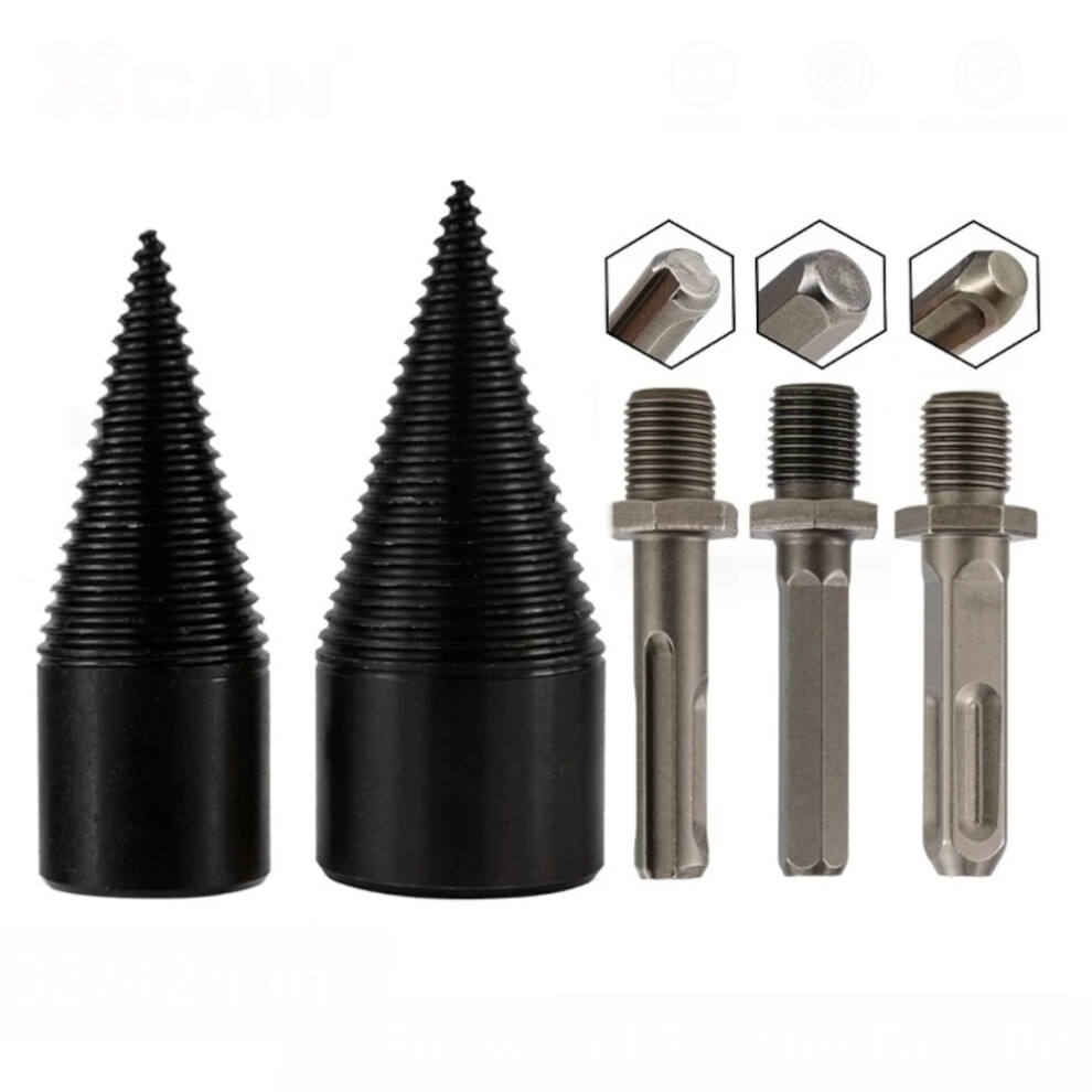 1Pc Drillpro 32/42Mm Hss Round/Square/Hexagonal Shank Firewood Drill Bit Splitter Wood Split Cone Drill Bit For Tree Cutting 6900080214929