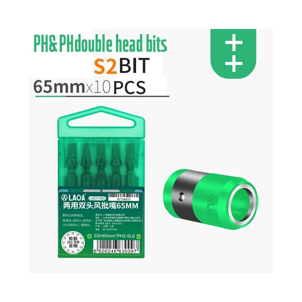 Laoa 65Mm Screwdriver Bits Set S2 Two-End Screwdrivers Bit Rigid Up To 58Hdc Slotted Phillips Bit 6900080345135