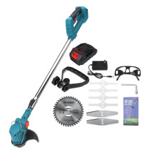 24V Cordless Electric Grass Trimmer with 2Pcs Battery 3.0Ah Adjustable Lawn Mower
