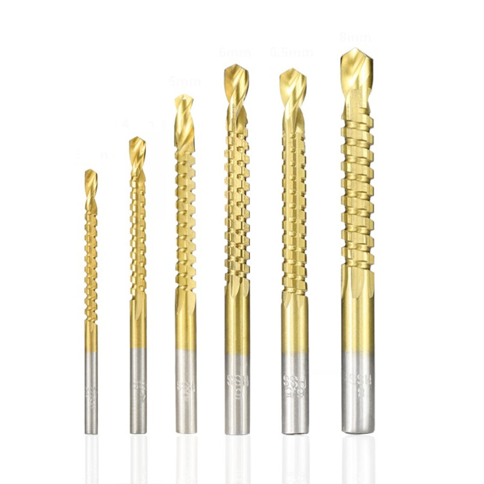 Drillpro 6Pcs 3-8Mm Hss Drill Bit Titanium Plating Coated Hole Saw Drill Bit Set Wood Hole Cutter Core Drill 6900080700705