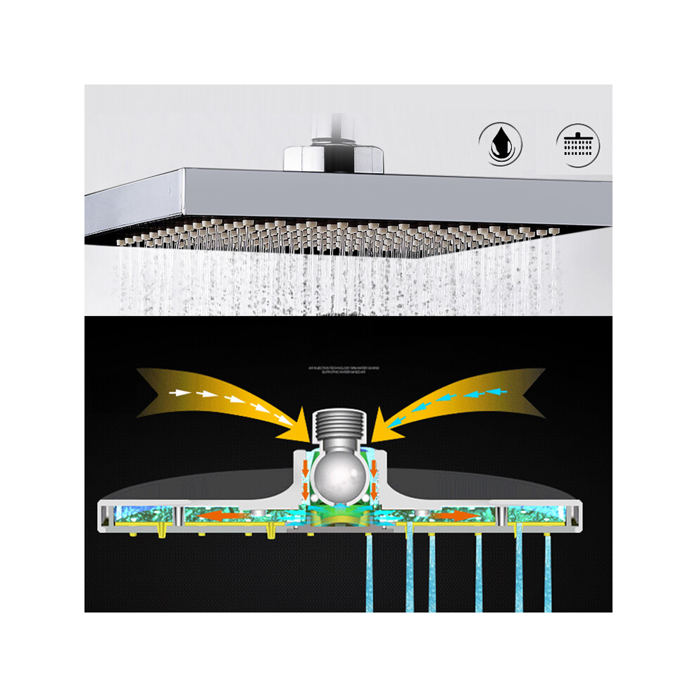 8 Inch Bathroom Square Shape Top Rainfall Pressurrize Shower Head 653836185023