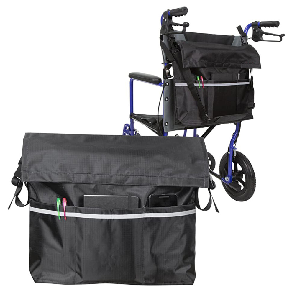 Multi-pocket Wheelchair Storage Pouch Shoulder Hanging Bag with Reflective Strip Wheelchair Storage Bag