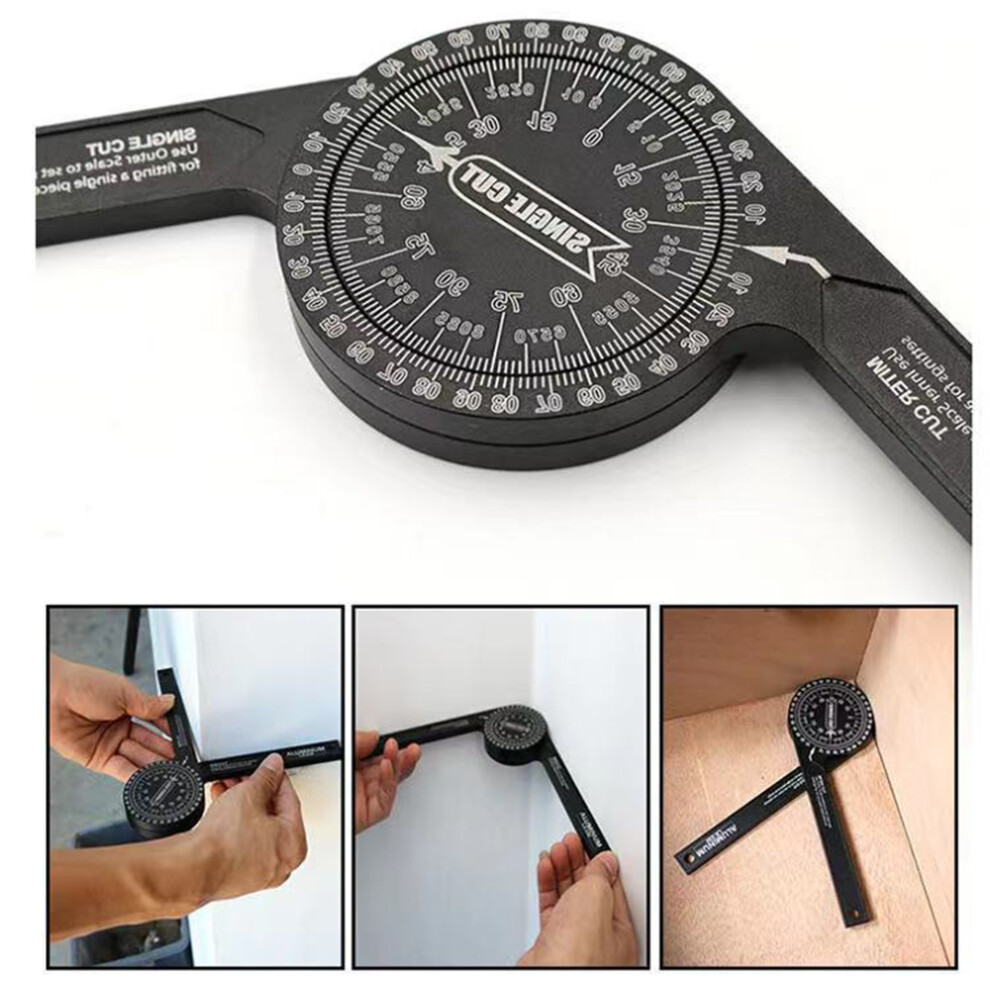 360 Degree Wood Working Measuring Ruler Aluminum Miter Saw Protractor Finder Rustproof Angle Finder Miter Gauge Goniometer 728596307166