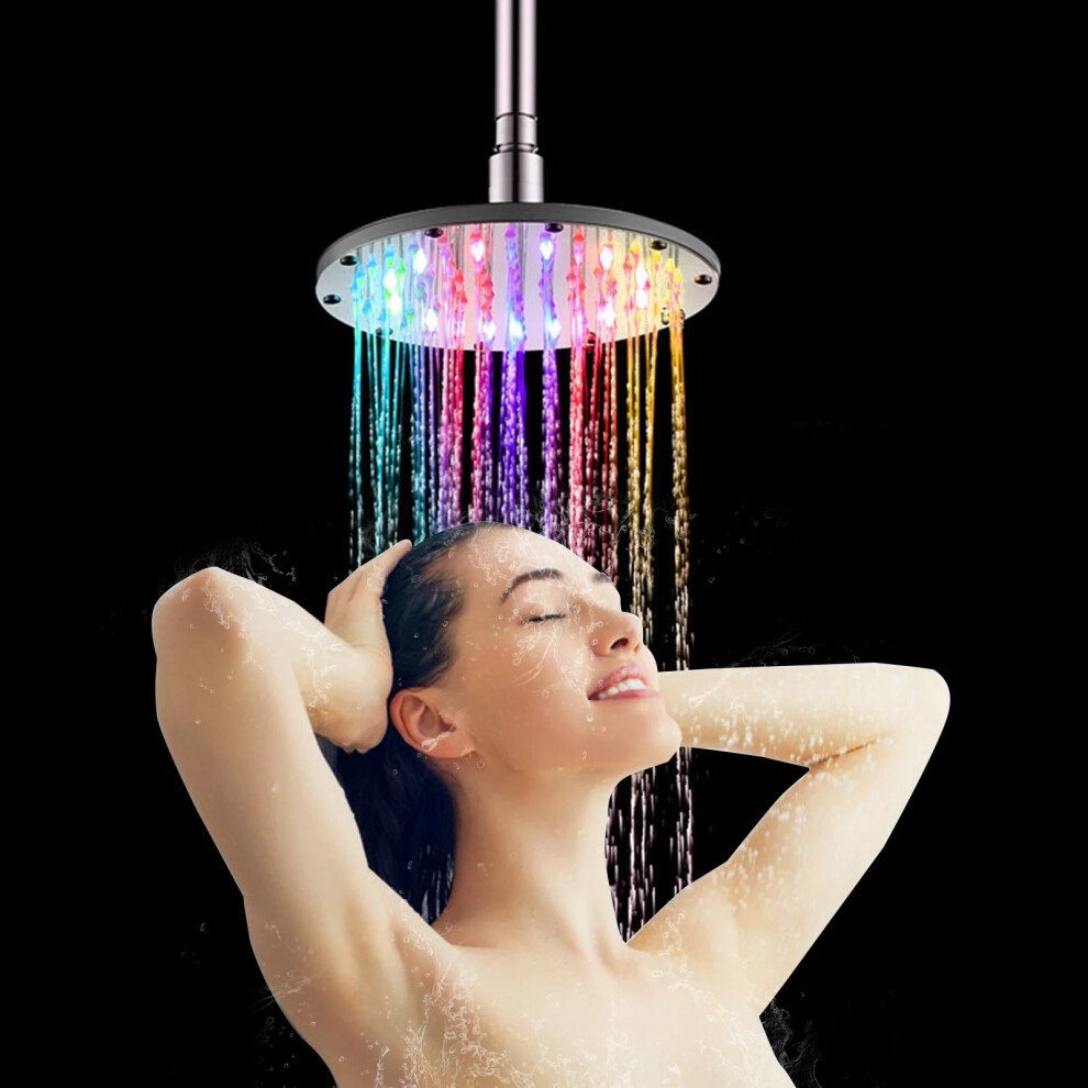 6/8/10 Inch Led Rainfall Shower Head Round Shower Head Automatically Rgb Color-Changing Temperature Sensor Showerhead For Bathroom 6900084313529