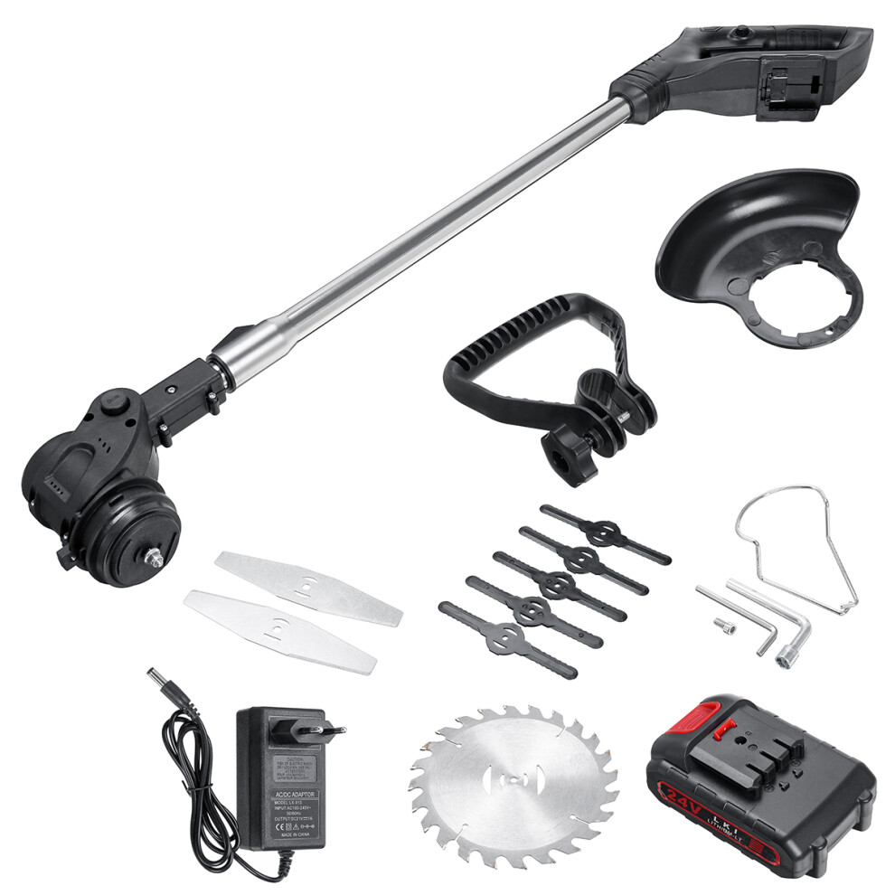 12/24V Retractable Cordless Electric Lawn Mower Portable Farm Household Weeder for Lawns Branches Weeds W/ 1pc Battery