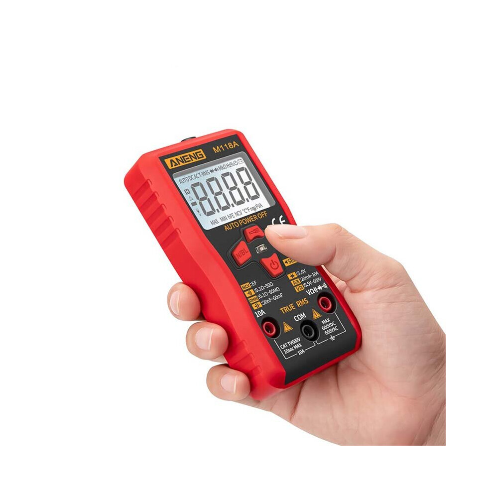 Aneng M118a Digital 6000 Counts Auto Range True Rms Mini Multimeter Transistor Meter With Ncv Data Hold Flashlight 6906141606955