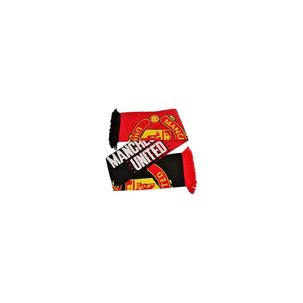 Manchester United Fc Official Manchester United Super Crest Red Scarf Black,Red,Multicoloured