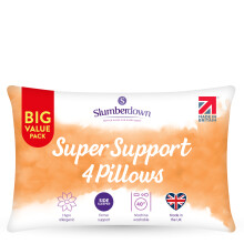 (Firm, 4 Pack) Slumberdown Super Support Firm Pillow 4 Pack Non-Allergenic, UK Made