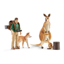 Schleich Wild Life 9-delad australisk djurleksak fr pojkar och flickor i ldrarna 3+ Outback Adventure med knguruleksaker