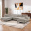 MORE4HOMES (Beige) LEON FABRIC PULL OUT CORNER SOFA BED 1