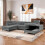 MORE4HOMES (Grey) LEON FABRIC PULL OUT CORNER SOFA BED 3