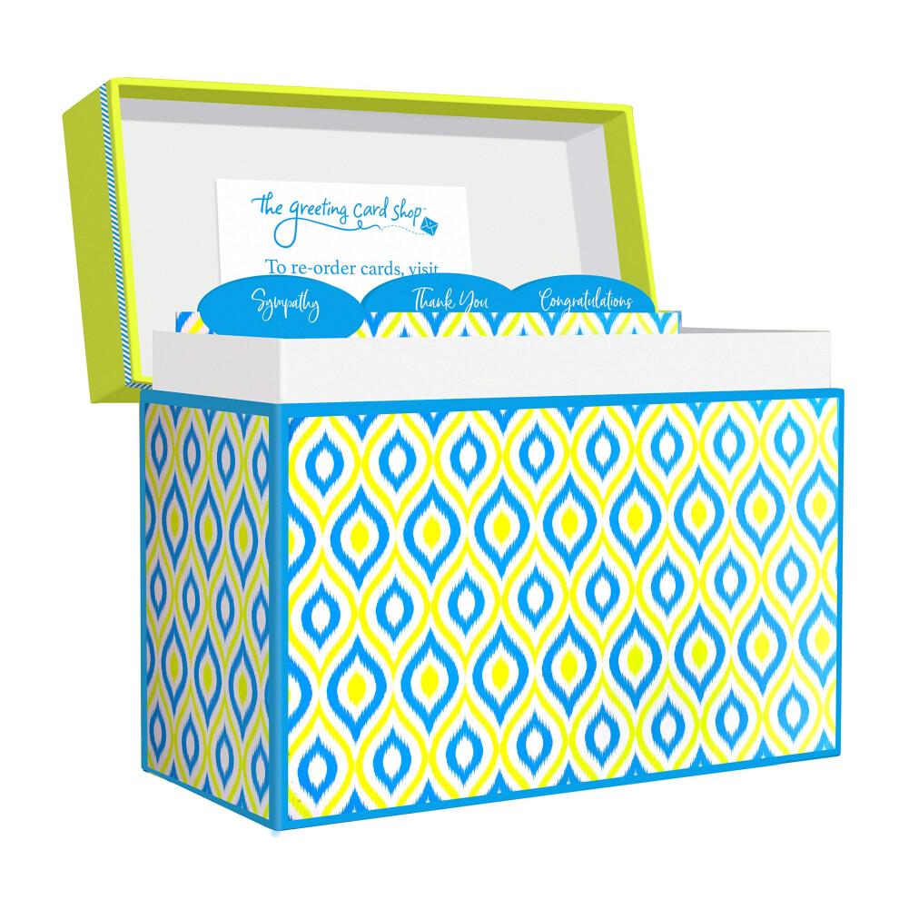 Designer Greetings Greeting Card Organizer Box with Dividers and Calen