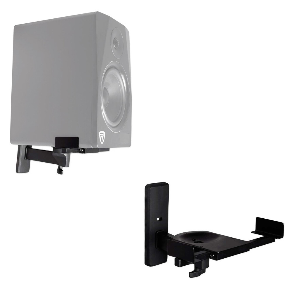 Pair Rockville RHSB8 Wall Mount Swivel Speaker Brackets For Home Theater Bookshelf or Studio Monitors  Black