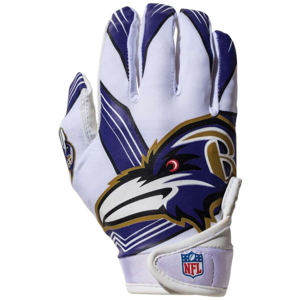 Franklin Sports Baltimore Ravens Youth NFL Receiver Gloves 70007F17 - Official Team Logo, Enhanced Grip