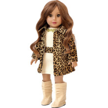 - Fashion Girl - 3 Piece 18 inch Doll Outfit - Cheetah Coat  Ivory Dre