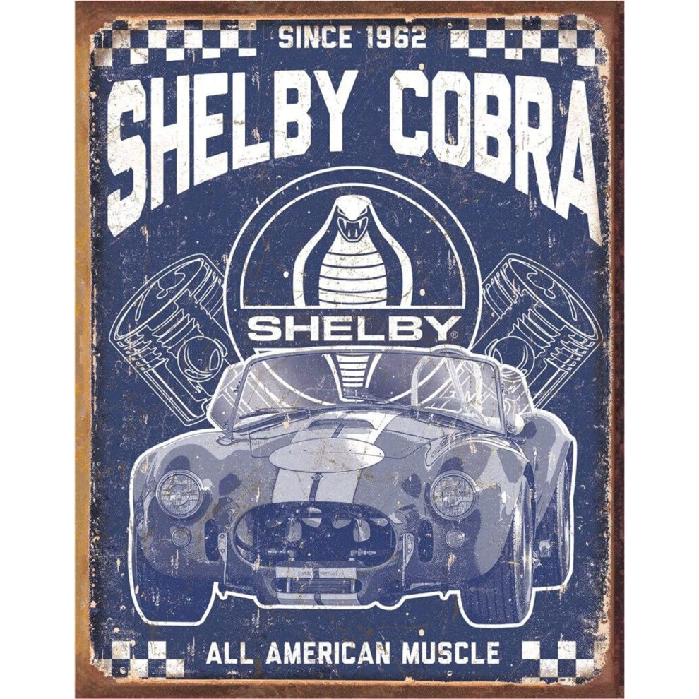 Desperate Enterprises Shelby Cobra - American Muscle Tin Sign - Nostalgic Vintage Metal Wall Decor - Made in USA