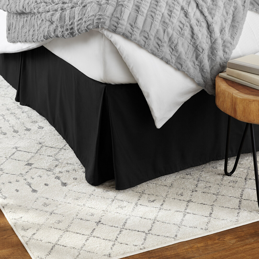 Amazon Basics - Lightweight Pleated Bed Skirt, Full, Black, Solid