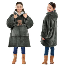 Solaris ?bergro?er tragbarer Decken-Hoodie f?r Kinder, warmes, weiches Kindergeschenk, supergem?tlicher Sherpa-Fleece-Hoodie-Sweatshirt-Pullover f?r T
