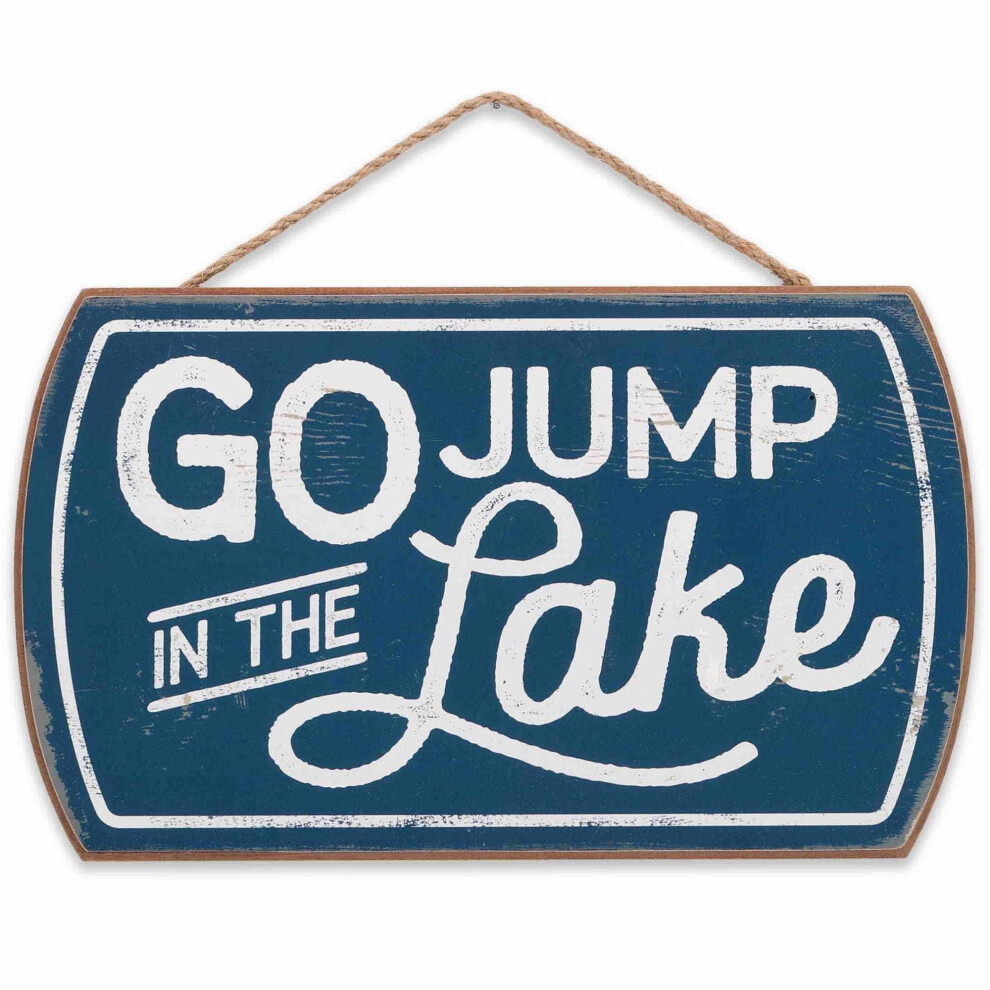 D   coration murale en bois     suspendre     Go Jump in the Lake         Panneau vintage amusant pour cabane ou maison au bord du lac