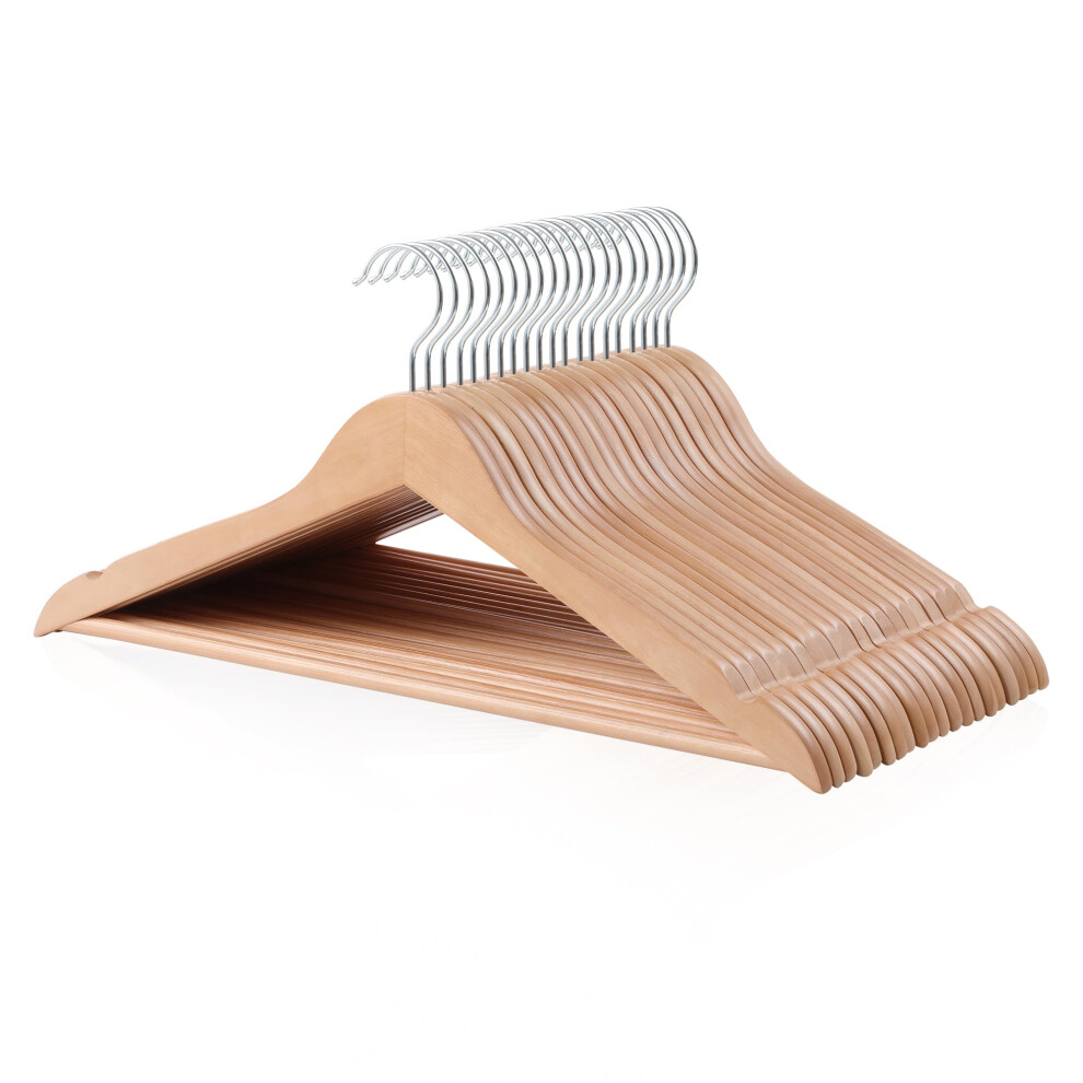 Amazon Basics Wood Suit Clothes Hangers - Natural, 20-Pack