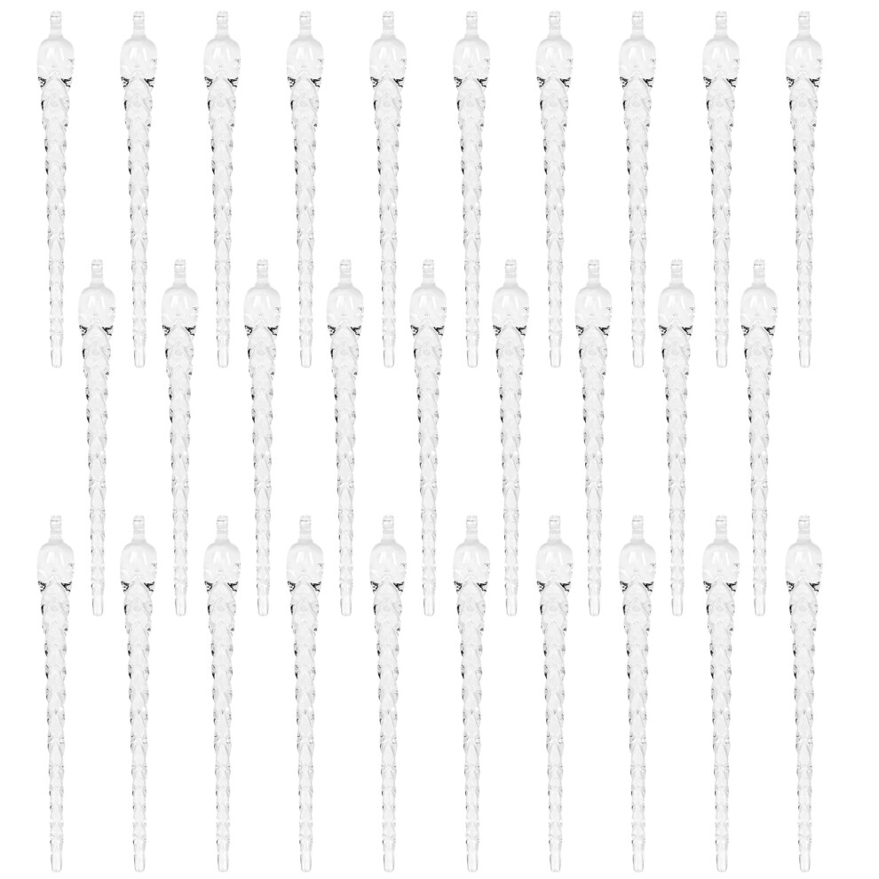 AMS Christmas Sparkling Glitter Icicle Ornaments 30 PCS Acrylic Icicles Ornament Set for Christmas Tree New Year Party Decorations Supplies5.8''/14.8c