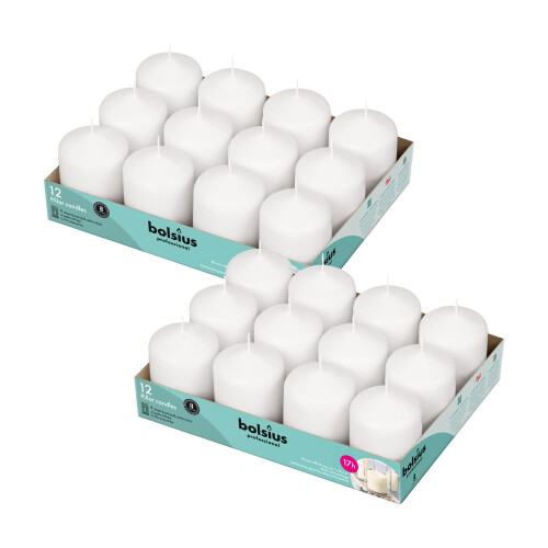 Hofer Lot De 3 Bougies Piliers Blanches – 8x15cm, 60h De Combustion, Sans Gouttes, Qualité RAL (Autriche)