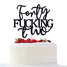 Unoggsor Forty Fucking Two Cake Topper - Decor pentru tort pentru 42 de ani - Noroc pentru 42 de ani Articole pentru decora?iuni pentru petrecere