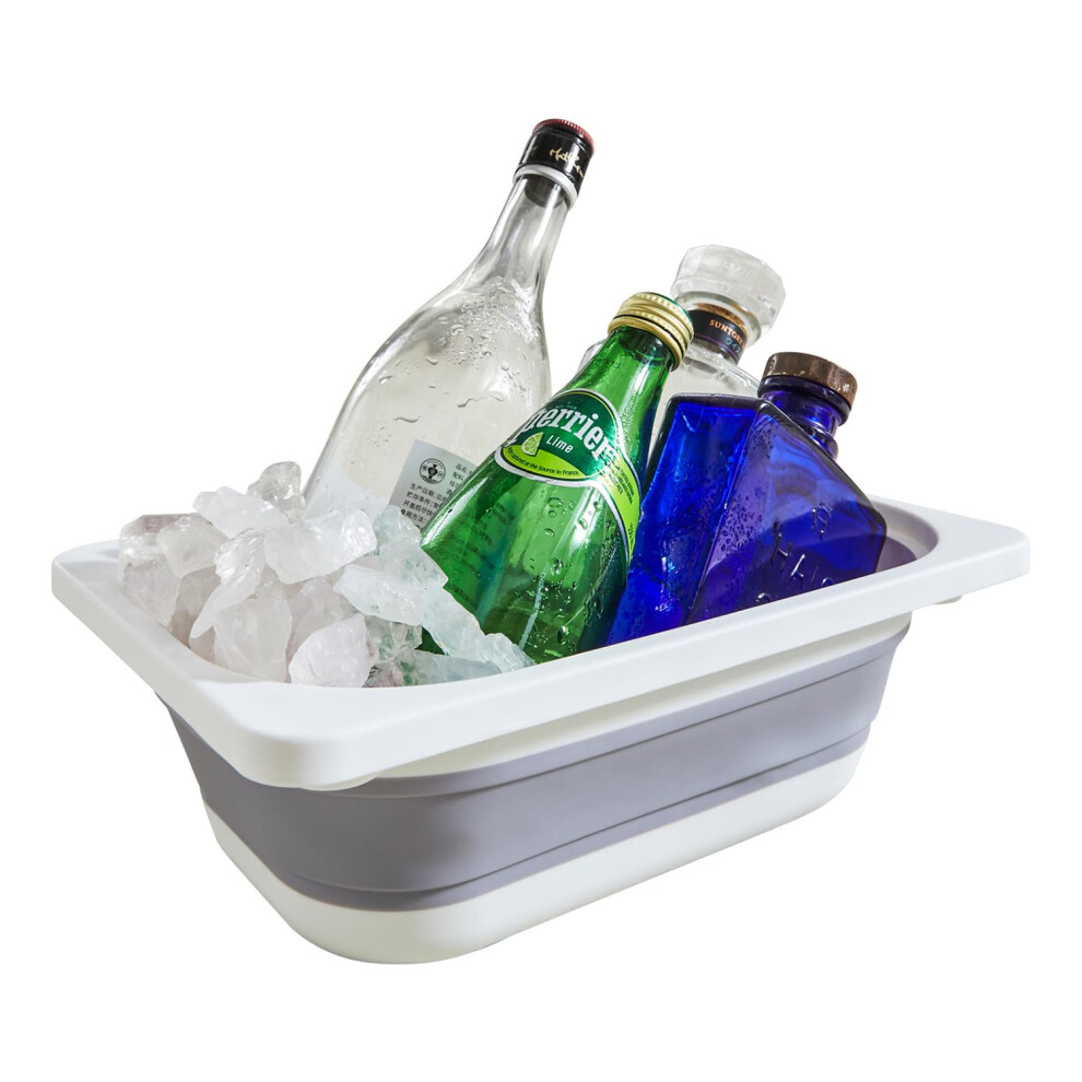 Beright Collapsible Storage Bin, Wash Basin Folding Dish Tub Sink, Space Saving for Dishing, Fruit, and Camping, Hiking and Home, 1 Pack, Grey, Small-image-OPC-PFYR2FS-NEW