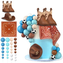 KEEPARTY 31 de buca?i decora?iuni pentru tort de cowboy, palarie de cowboy ?i ghete pentru tort, cowboy occidental, cowgirl, ziua de na?tere, bab