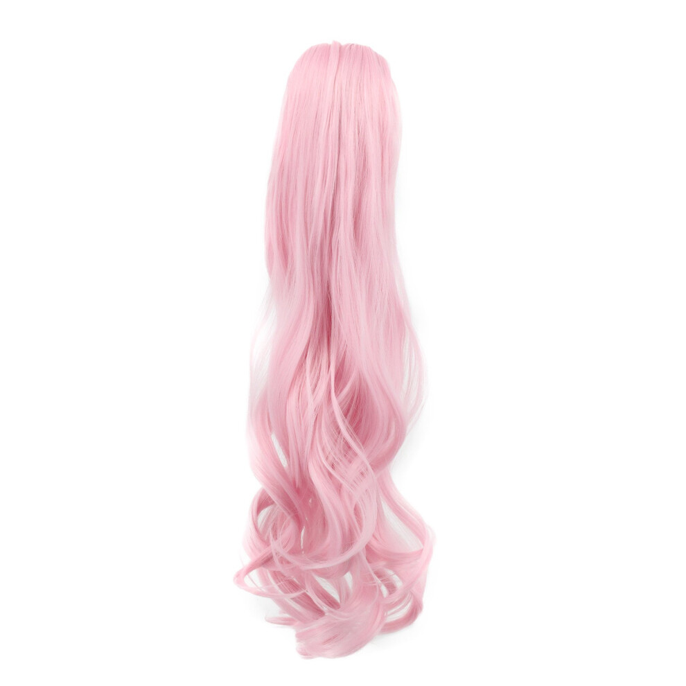 La Tela Di Carlotta Karlery Curly Clip In Thick Claw Drawstring Ponytail Extension Multi-Colored Hair Pony Tail Hair Extension Pink
