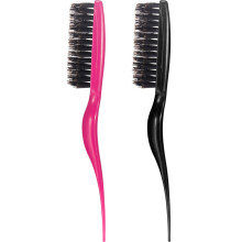 2 Stuks Zwijnenborstel Kam Haarplaagborstel voor Dames Heren Salon Zwijnen Nylon Varkenshaar Schoonheidstyling Toupeerborstel (Fuchsia en Zwart)