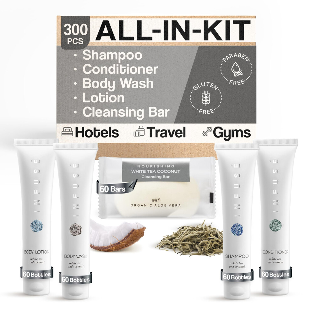 Jabones Y Art Culos De Tocador Para Hotel Infuse Pure White Tea And Coconut | Kit Completo Para Hoteles | Champ Y Acondicionador De 28 Ml, Loci-image