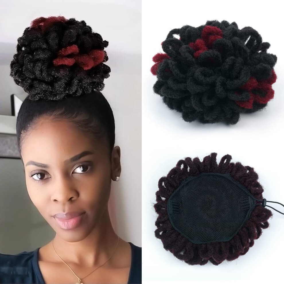 Yinmei Baibian Unisex Not,Specified Dreadlock Bun Faux Locs Drawstring Ponytail Dread Loc Petal Buns Afro Puffs Breaded Hair Extension Clip In On Braids Hairpieces For Bla